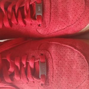Red Suede Air Force Ones, size 10